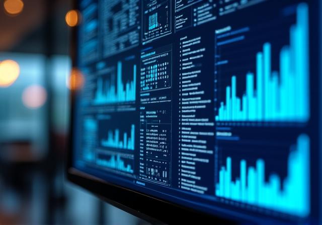 AI powered real-time business intelligence dashboard showing data trends