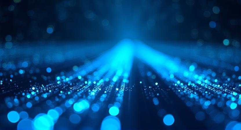 Abstract visualization of real-time data streams in a dark technical environment