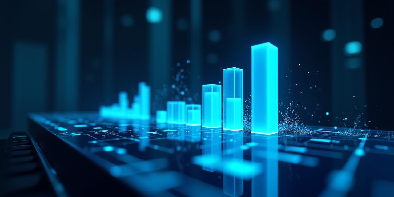 Futuristic data dashboard showing rising ROI trends and tech motifs